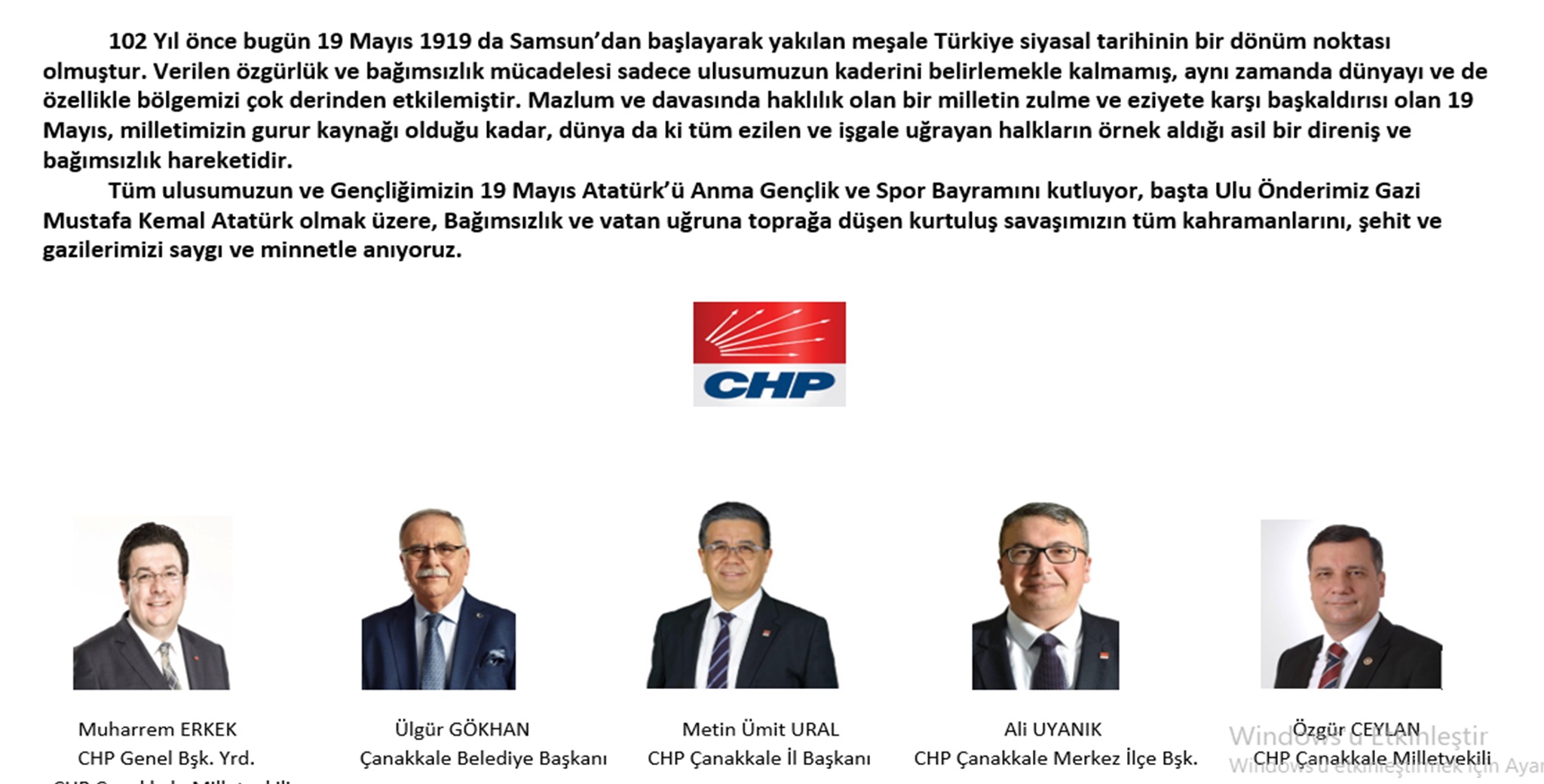 19 Mayıs Atatürk’ü Anma Gençlik ve Spor Bayramınız Kutlu Olsun